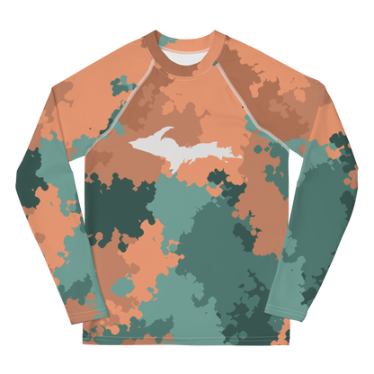 Michigan Upper Peninsula Rash Guard (w/ UP Outline) | Youth - Copper Country Camo