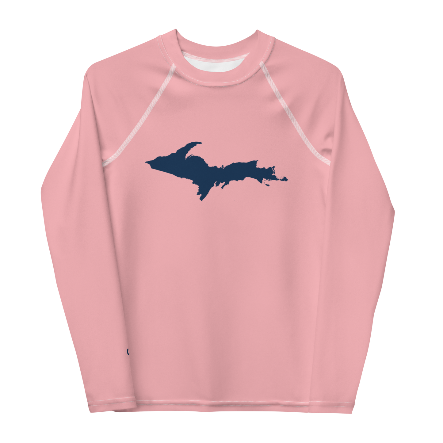 Michigan Upper Peninsula Rash Guard (w/ UP Outline) | Youth - Strawberry Pink