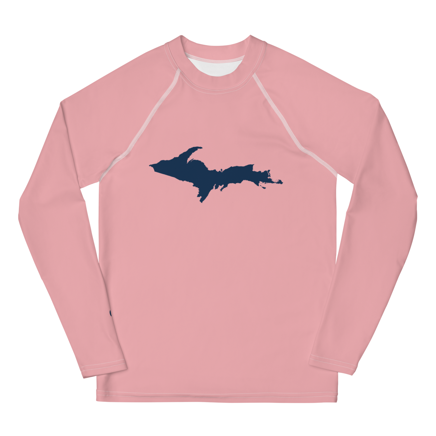 Michigan Upper Peninsula Rash Guard (w/ UP Outline) | Youth - Strawberry Pink