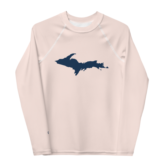 Michigan Upper Peninsula Rash Guard (w/ UP Outline) | Youth - Champagne Pink