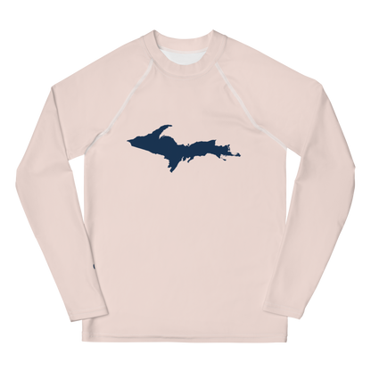 Michigan Upper Peninsula Rash Guard (w/ UP Outline) | Youth - Champagne Pink