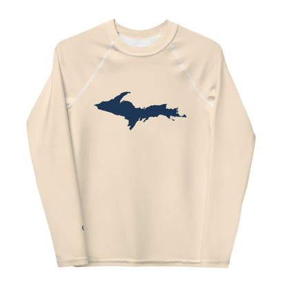 Michigan Upper Peninsula Rash Guard (w/ UP Outline) | Youth - Champagne White