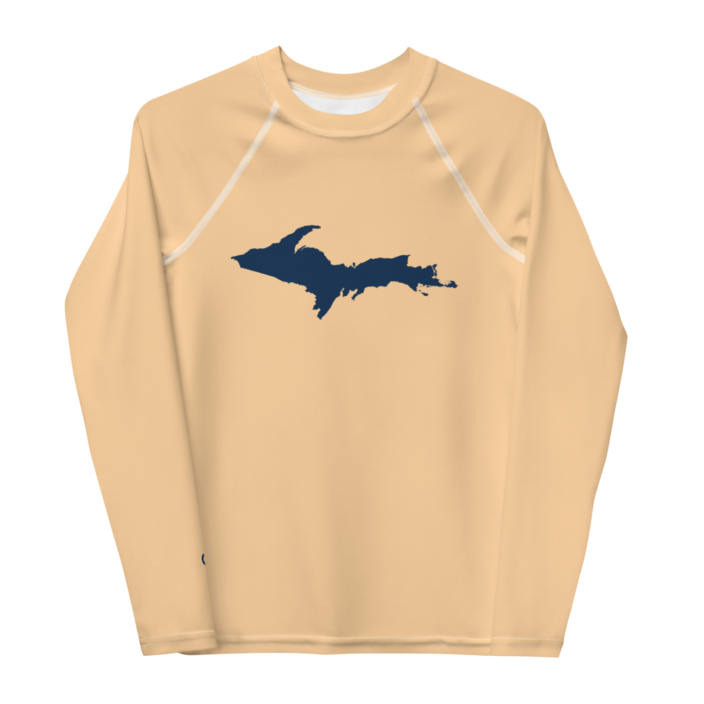 Michigan Upper Peninsula Rash Guard (w/ UP Outline) | Youth - Pale Apricot