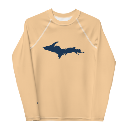 Michigan Upper Peninsula Rash Guard (w/ UP Outline) | Youth - Pale Apricot