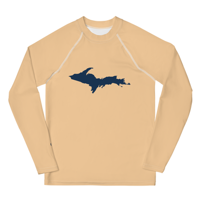 Michigan Upper Peninsula Rash Guard (w/ UP Outline) | Youth - Pale Apricot