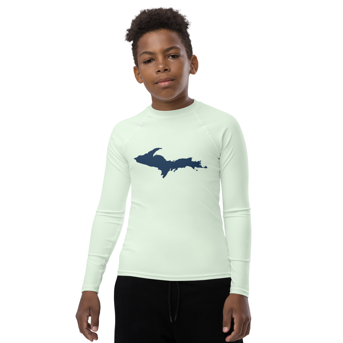 Michigan Upper Peninsula Rash Guard (w/ UP Outline) | Youth - Dew Green