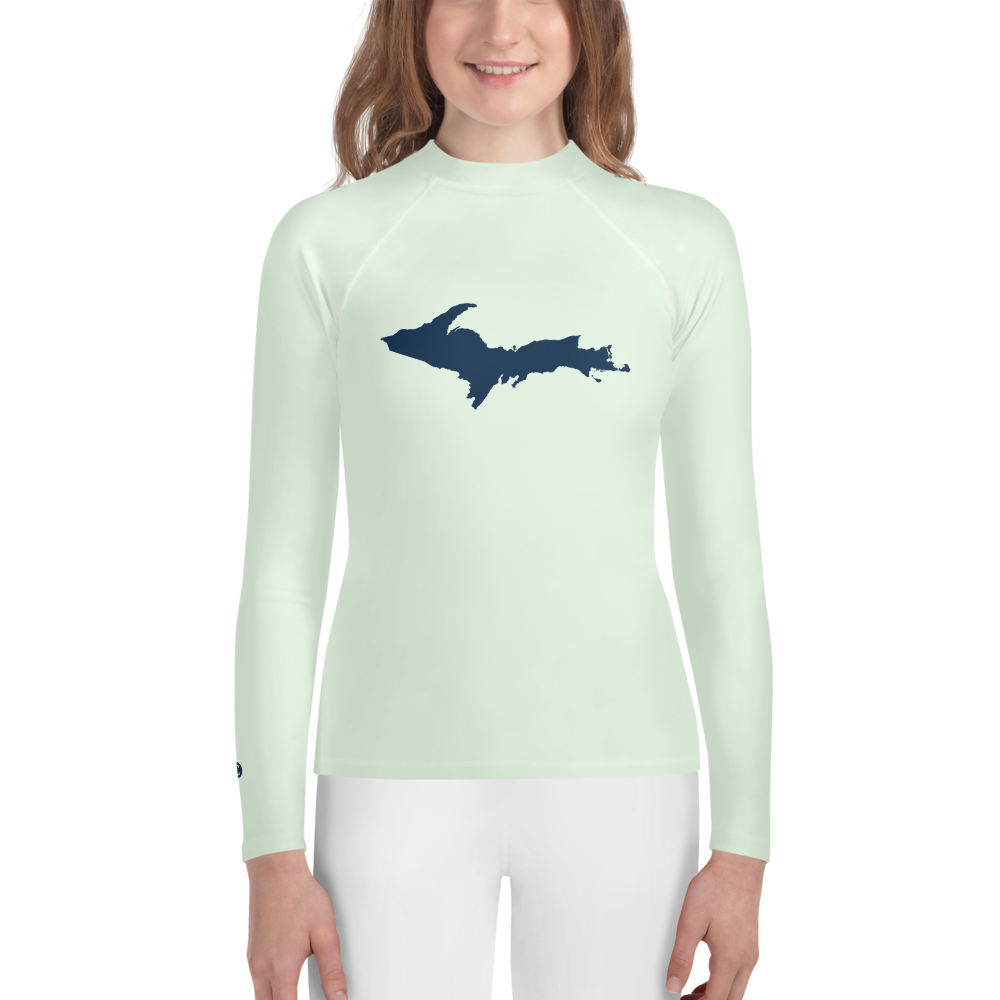 Michigan Upper Peninsula Rash Guard (w/ UP Outline) | Youth - Dew Green