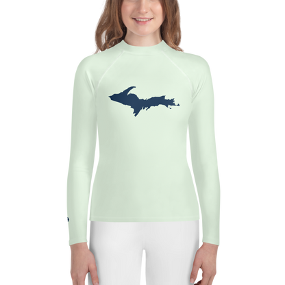 Michigan Upper Peninsula Rash Guard (w/ UP Outline) | Youth - Dew Green