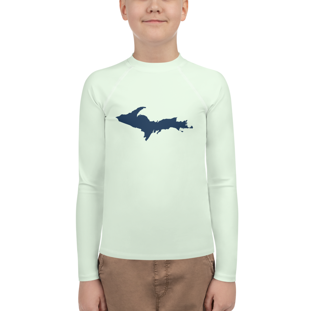 Michigan Upper Peninsula Rash Guard (w/ UP Outline) | Youth - Dew Green