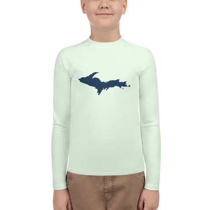 Michigan Upper Peninsula Rash Guard (w/ UP Outline) | Youth - Dew Green