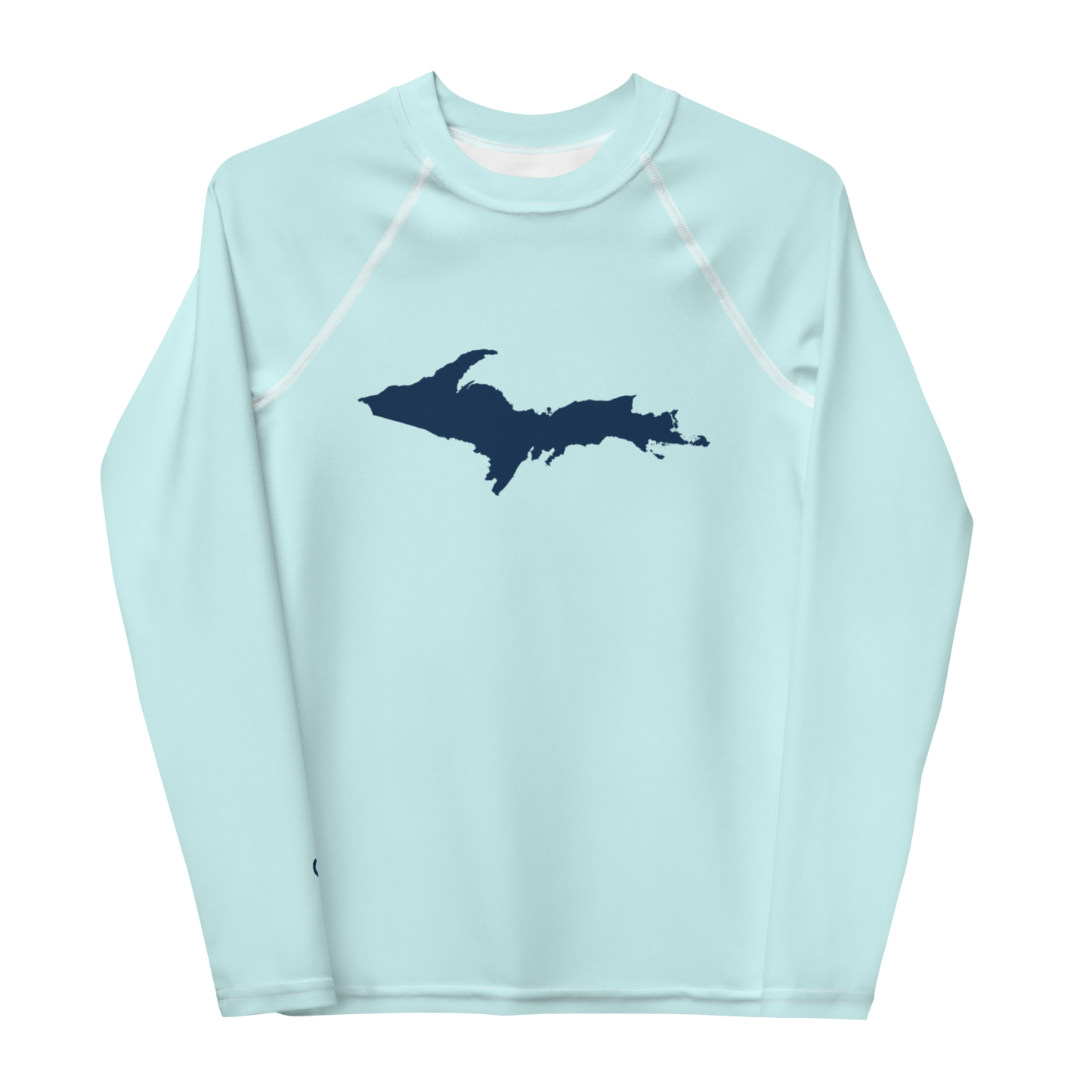 Michigan Upper Peninsula Rash Guard (w/ UP Outline) | Youth - Cyan