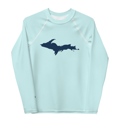 Michigan Upper Peninsula Rash Guard (w/ UP Outline) | Youth - Cyan