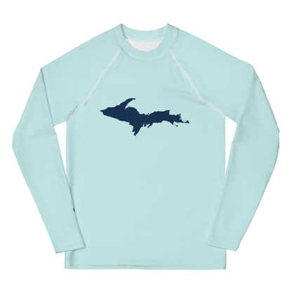 Michigan Upper Peninsula Rash Guard (w/ UP Outline) | Youth - Cyan