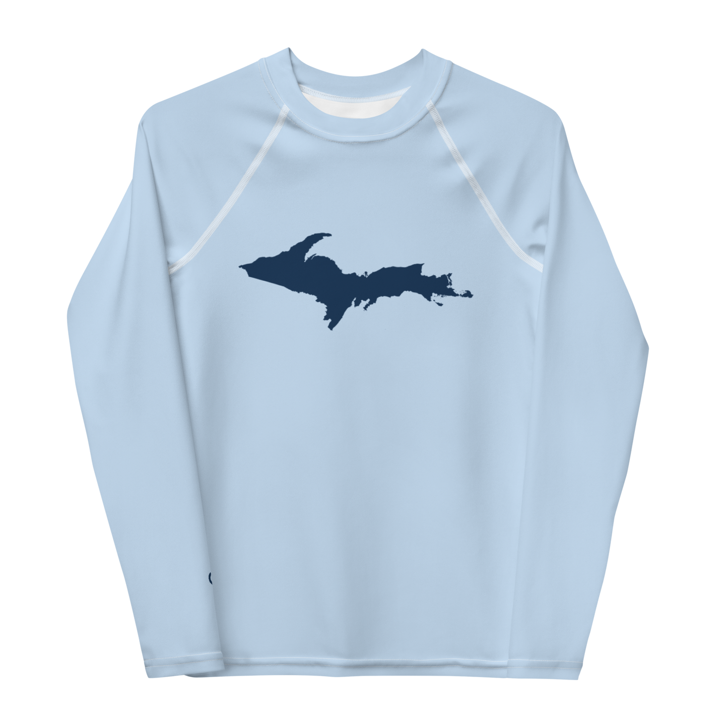 Michigan Upper Peninsula Rash Guard (w/ UP Outline) | Youth - Light Blue