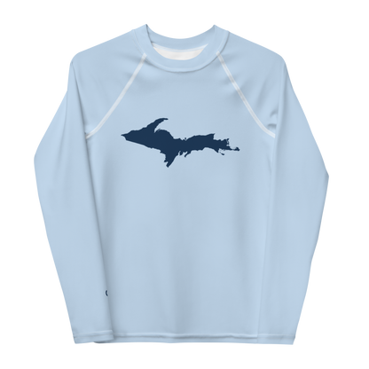 Michigan Upper Peninsula Rash Guard (w/ UP Outline) | Youth - Light Blue