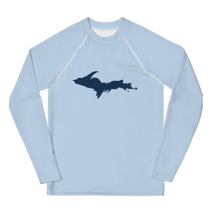 Michigan Upper Peninsula Rash Guard (w/ UP Outline) | Youth - Light Blue