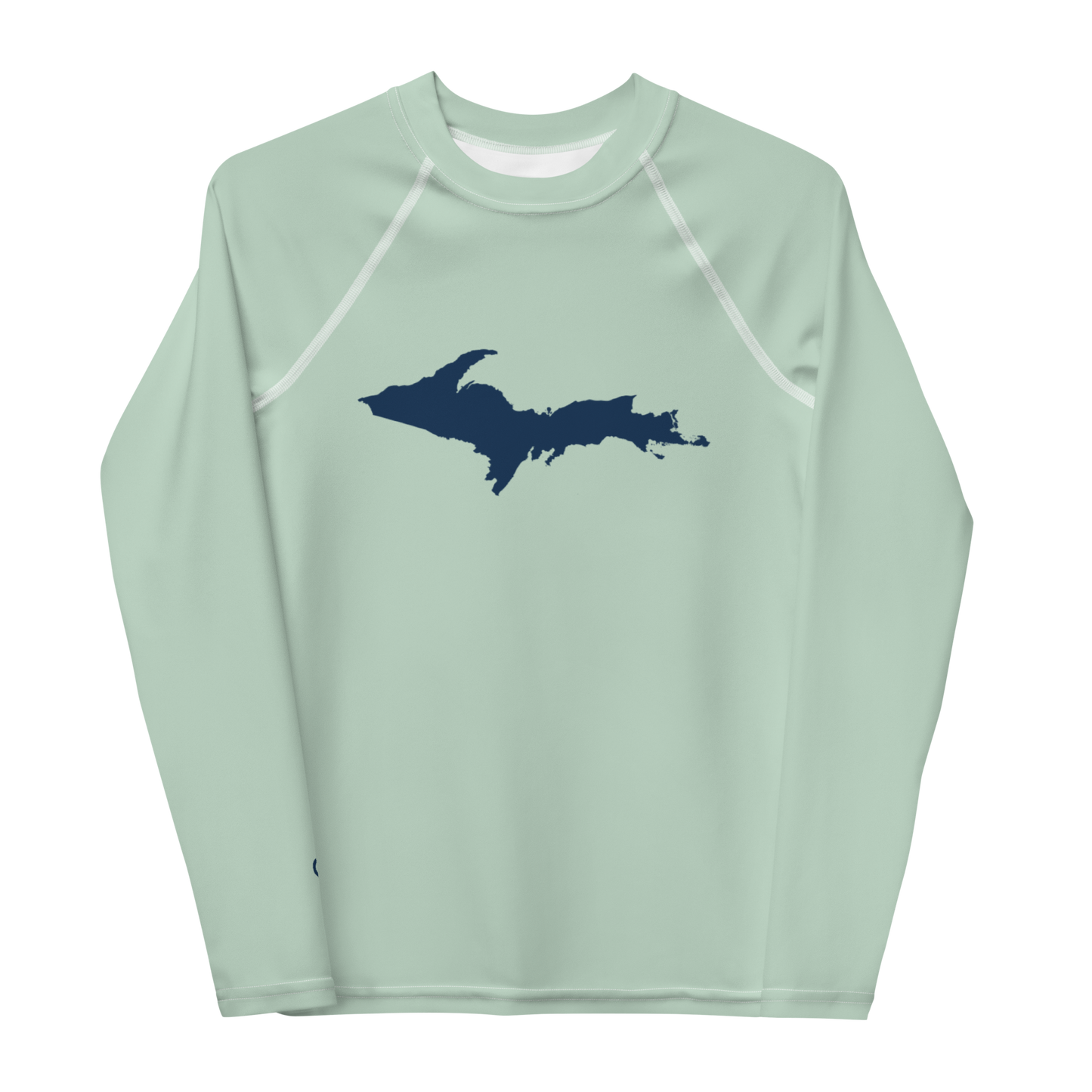 Michigan Upper Peninsula Rash Guard (w/ UP Outline) | Youth - Sea Green