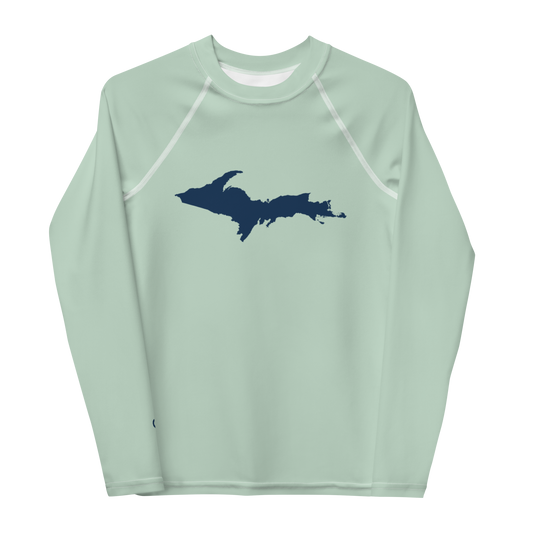 Michigan Upper Peninsula Rash Guard (w/ UP Outline) | Youth - Sea Green