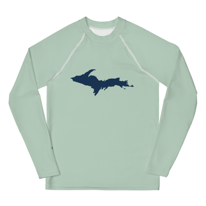 Michigan Upper Peninsula Rash Guard (w/ UP Outline) | Youth - Sea Green