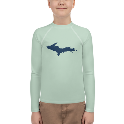 Michigan Upper Peninsula Rash Guard (w/ UP Outline) | Youth - Sea Green