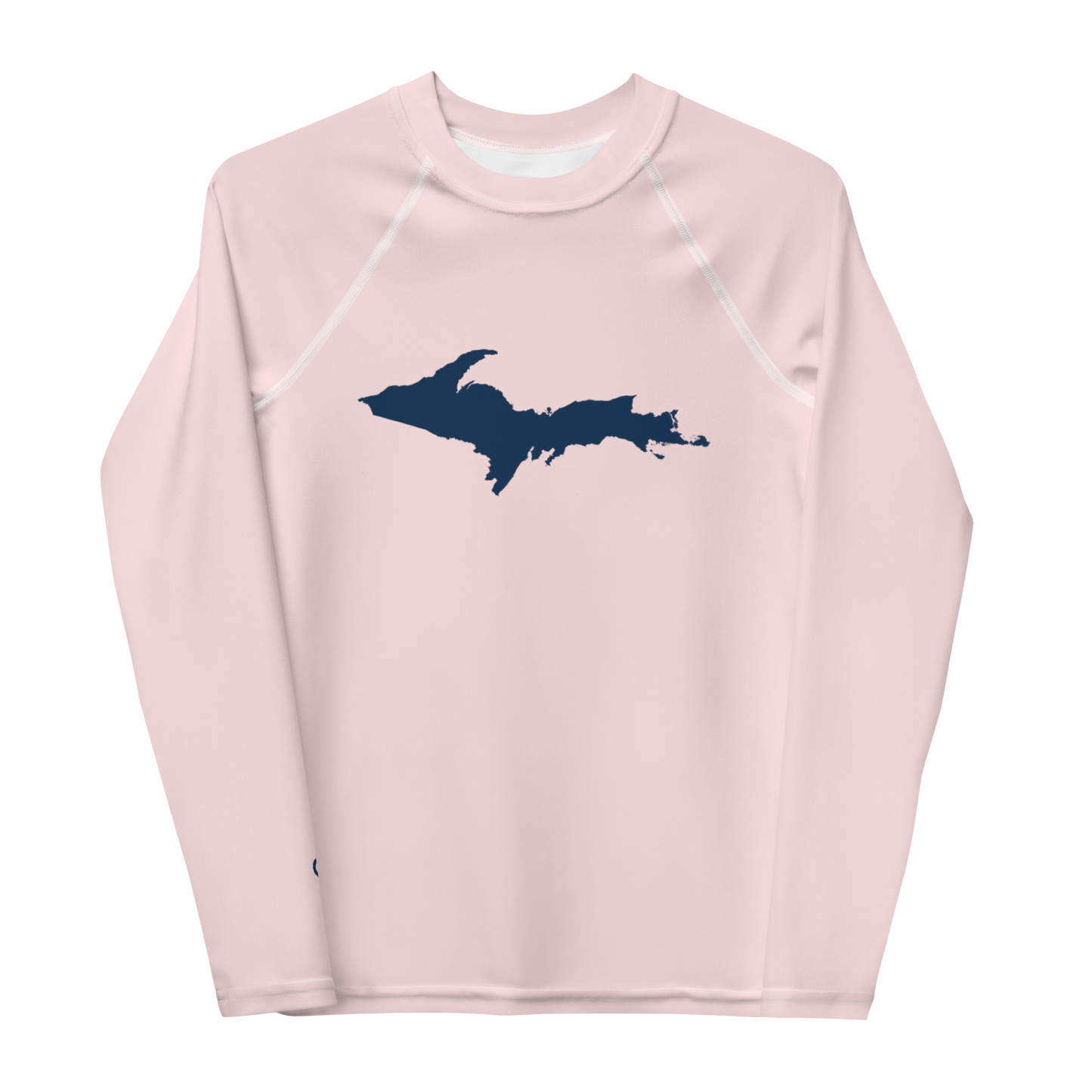 Michigan Upper Peninsula Rash Guard (w/ UP Outline) | Youth - Pale Pink