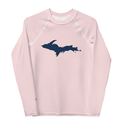 Michigan Upper Peninsula Rash Guard (w/ UP Outline) | Youth - Pale Pink