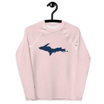 Michigan Upper Peninsula Rash Guard (w/ UP Outline) | Youth - Pale Pink