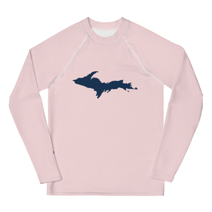 Michigan Upper Peninsula Rash Guard (w/ UP Outline) | Youth - Pale Pink