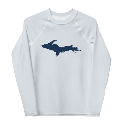 Michigan Upper Peninsula Rash Guard (w/ UP Outline) | Youth - Gossy White