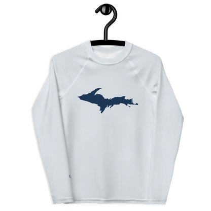 Michigan Upper Peninsula Rash Guard (w/ UP Outline) | Youth - Gossy White