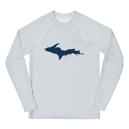 Michigan Upper Peninsula Rash Guard (w/ UP Outline) | Youth - Gossy White