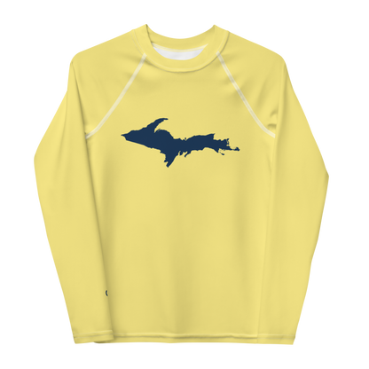 Michigan Upper Peninsula Rash Guard (w/ UP Outline) | Youth - Cherry Yellow