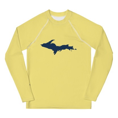 Michigan Upper Peninsula Rash Guard (w/ UP Outline) | Youth - Cherry Yellow