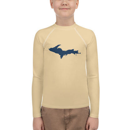 Michigan Upper Peninsula Rash Guard (w/ UP Outline) | Youth - Maple Color