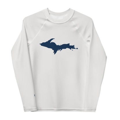 Michigan Upper Peninsula Rash Guard (w/ UP Outline) | Youth - Birch Bark White