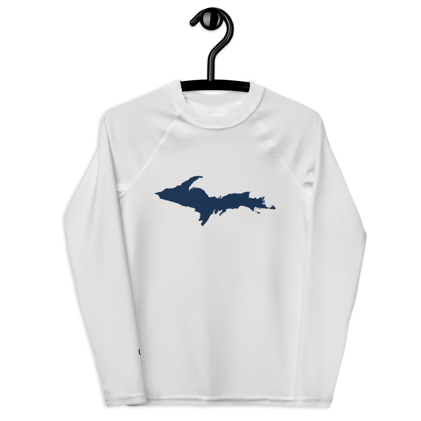 Michigan Upper Peninsula Rash Guard (w/ UP Outline) | Youth - Birch Bark White