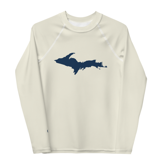 Michigan Upper Peninsula Rash Guard (w/ UP Outline) | Youth - Ivory White