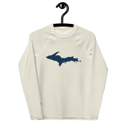 Michigan Upper Peninsula Rash Guard (w/ UP Outline) | Youth - Ivory White