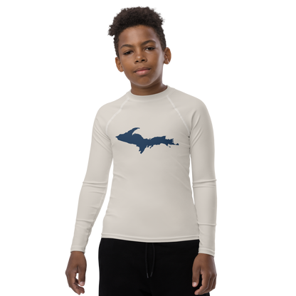 Michigan Upper Peninsula Rash Guard (w/ UP Outline) | Youth - Canvas Color