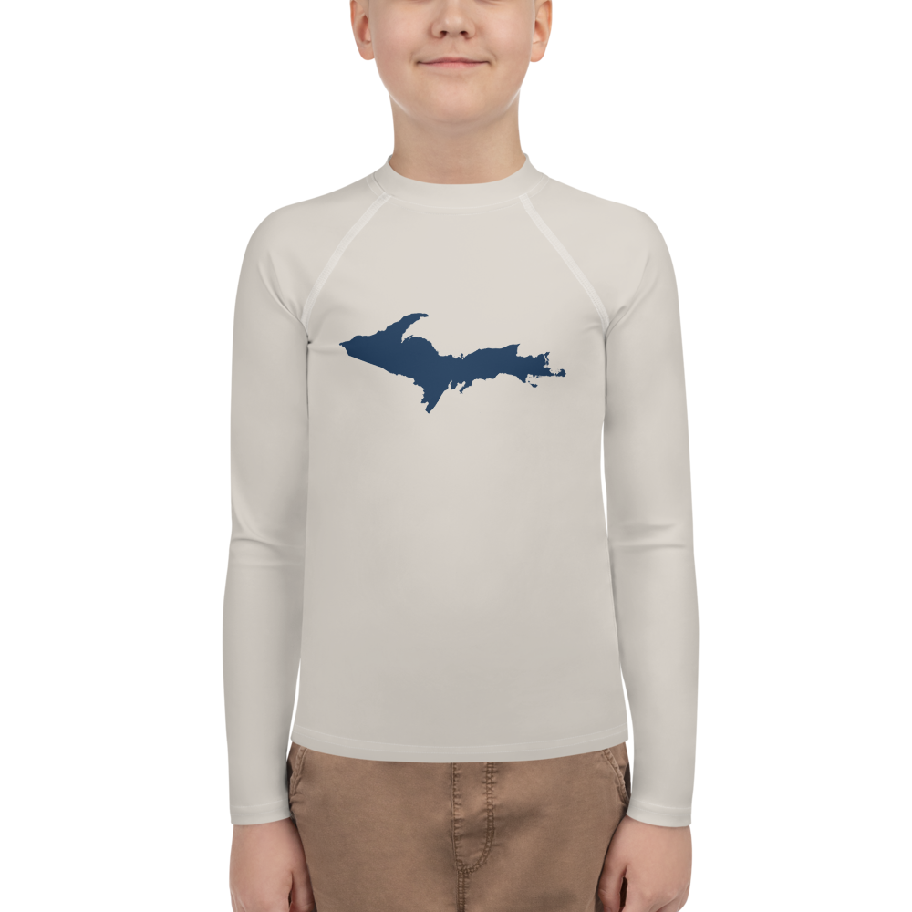 Michigan Upper Peninsula Rash Guard (w/ UP Outline) | Youth - Canvas Color