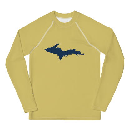 Michigan Upper Peninsula Rash Guard (w/ UP Outline) | Youth - Plum Yellow