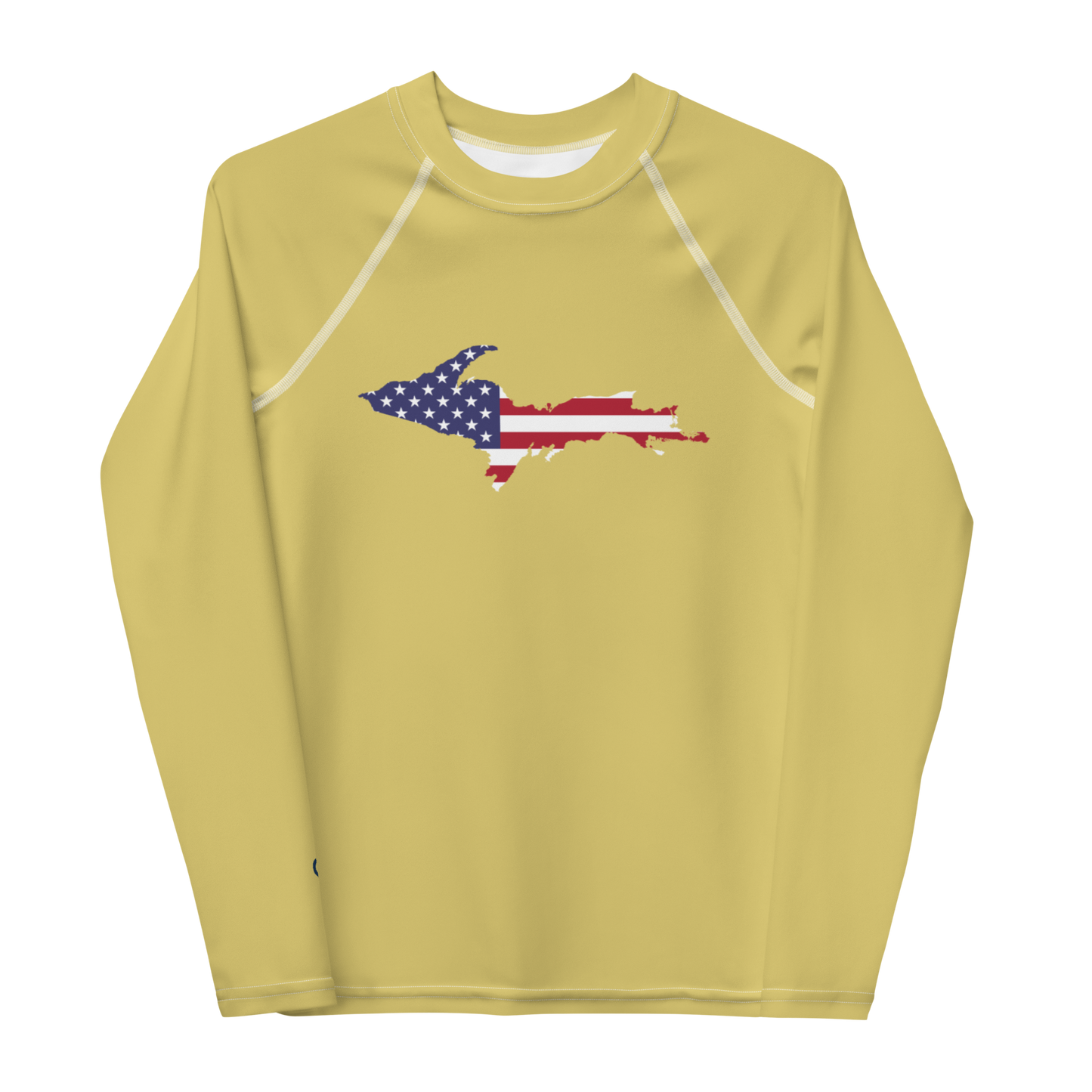 Michigan Upper Peninsula Rash Guard (w/ UP USA Flag) | Youth - Plum Yellow