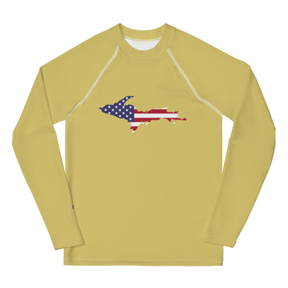 Michigan Upper Peninsula Rash Guard (w/ UP USA Flag) | Youth - Plum Yellow
