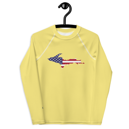 Michigan Upper Peninsula Rash Guard (w/ UP USA Flag) | Youth - Cherry Yellow