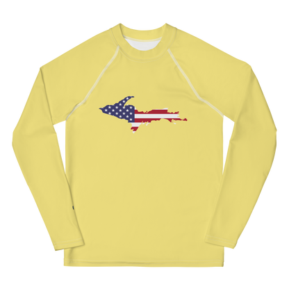 Michigan Upper Peninsula Rash Guard (w/ UP USA Flag) | Youth - Cherry Yellow