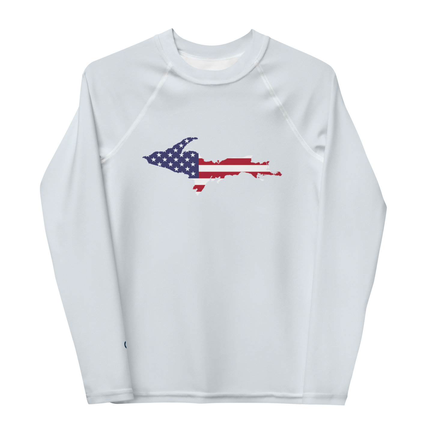 Michigan Upper Peninsula Rash Guard (w/ UP USA Flag) | Youth - Gossy White