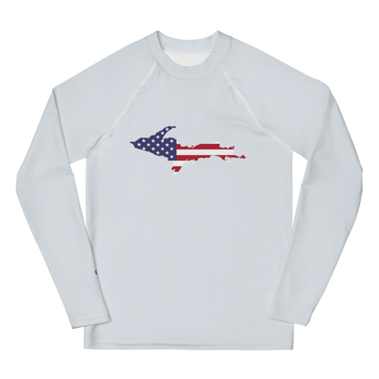 Michigan Upper Peninsula Rash Guard (w/ UP USA Flag) | Youth - Gossy White