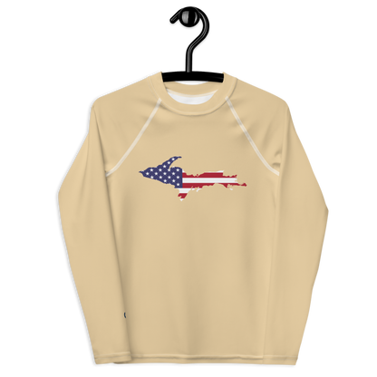 Michigan Upper Peninsula Rash Guard (w/ UP USA Flag) | Youth - Maple Color