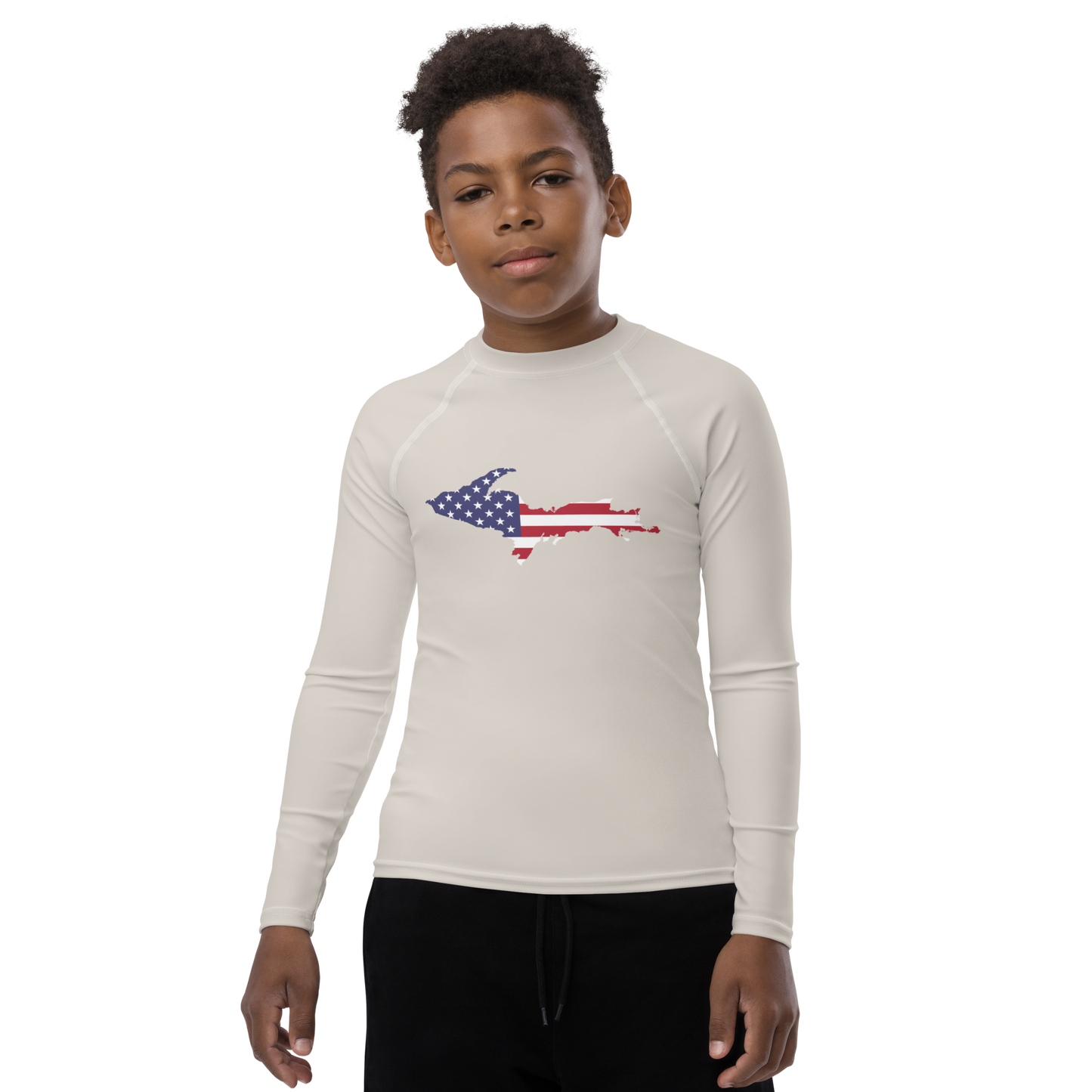 Michigan Upper Peninsula Rash Guard (w/ UP USA Flag) | Youth - Canvas Color