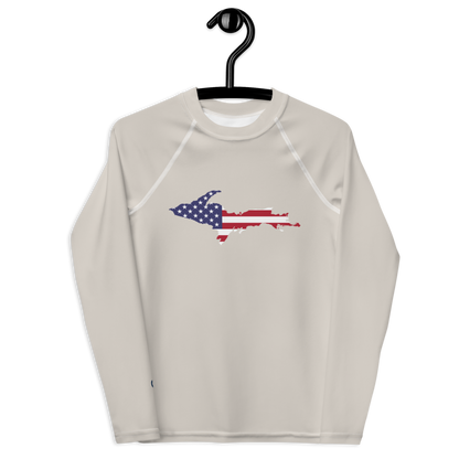 Michigan Upper Peninsula Rash Guard (w/ UP USA Flag) | Youth - Canvas Color